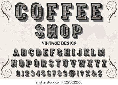 3d font handcrafted vector typeface named coffee shop