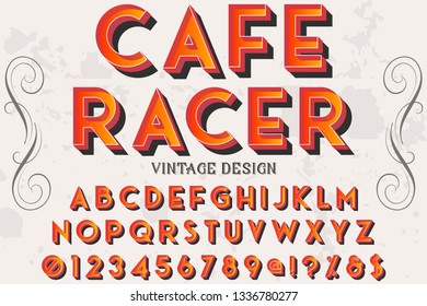 3d font handcrafted vector typeface named cafe racer