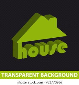 3D Font Logo - Architecture House Concept - Transparent Vector Background