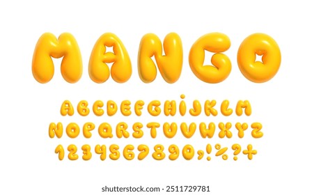 3D font on a transparent background. Bright, sunny bubble font