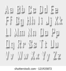 3D font set, Font with shadow. Alphabet on white background Vector illustration