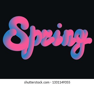 3D font "spring" word. Absolutely editable bright handdrawn 3D word.