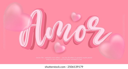 3d font style amor editable text effect