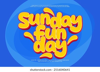 Texto de estilo de fuente 3D Sunday Fun Day Efecto de texto editable