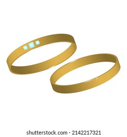 3d font with two gold rings. Luxury illustration.Vector illustration. stock image.