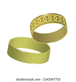 3d font with two gold rings. Luxury illustration.Vector illustration. stock image.
