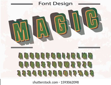 3d font typeface Abstract modern alphabet and  fonts. happy Typography retro creative font design old style Vector of stylized