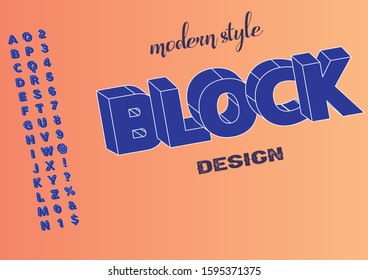 3d font typeface Abstract modern alphabet and  fonts. Typography retro creative font design