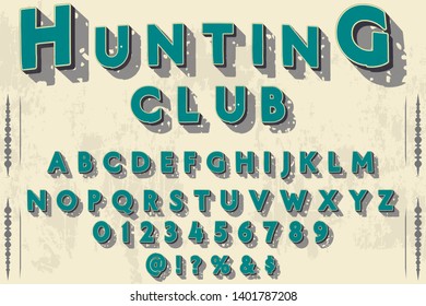 3d font typeface vector hunting club