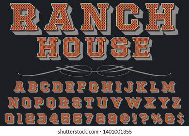 3d font typeface vector ranch house