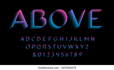 3D font. Vector alphabet with latin letters and numbers.