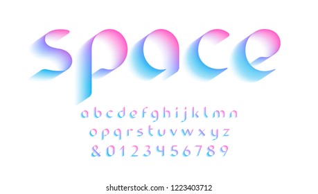 3D font. Vector alphabet with latin letters and numbers.