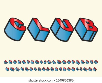 3d font.alphabet and creative font design Typography name club