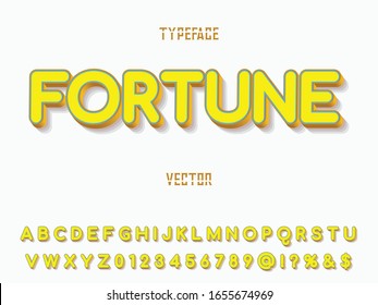 3d Fuente.alfabeto. Diseño de etiquetas vectoriales manuscritas estilo antiguo.Dibujo de mano vintage.Efecto de sombra.Típografía retro.Typeface.Script. Fortuna de nombre de ilustración del vector