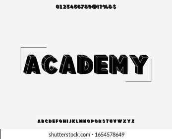 3d font,alphabet,typeface,absract and modern vector design vintage style label design.Grunge letter style great named academy