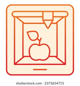 3d food printing flat icon. 3D apple print orange icons in trendy flat style. 3d meal printing gradient style design, designed for web and app. Eps 10