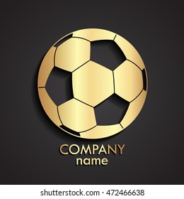 3d football ball golden logo / soccer sport symbol