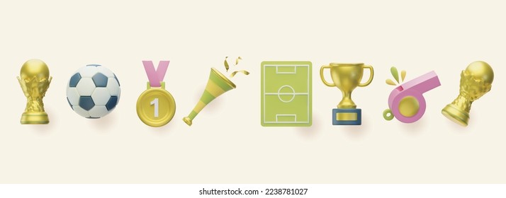 3D Football Champion Icon Vector