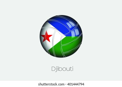 A 3D Football with a Flag Illustration of Djibouti