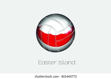 A 3D Football with a Flag Illustration of Easter Island