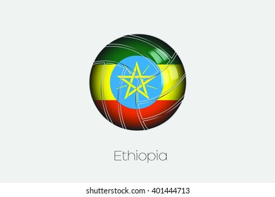 A 3D Football with a Flag Illustration of Ethiopia