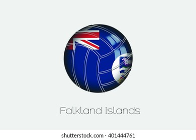 A 3D Football with a Flag Illustration of Falkland Islands