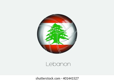 A 3D Football with a Flag Illustration of Lebanon