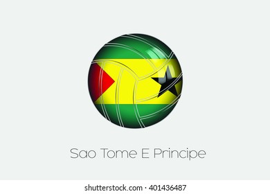 A 3D Football with a Flag Illustration of Sao Tome E Principe