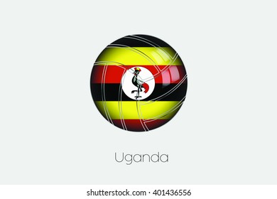 A 3D Football with a Flag Illustration of Uganda