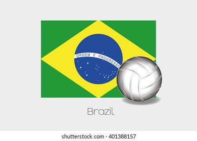 A 3D Football Illustration with the Flag of Brazil