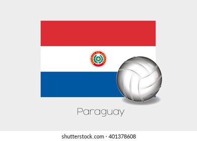 A 3D Football Illustration with the Flag of Paraguay