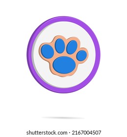 3D footprint icon vector button illustration, with blue and purple color, best for your property images