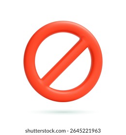 Sinal proibido 3D com círculo cruzado vermelho. Problema e falha. Proibição na rede social. Bloquear pagamento. Nenhum símbolo de entrada. Notificação de alerta. renderização 3d. Ilustração vetorial