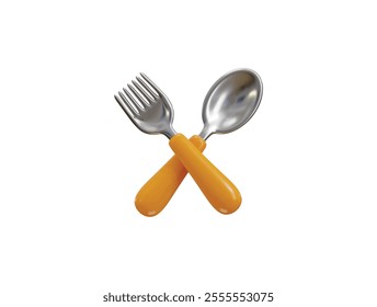 3d fork and spoon icon concept of restaurant food catering icon vector illustration