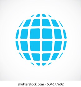 3d form made with black lines, futuristic origami abstract modeling. Blue vector low poly design element, cybernetic orb shape for use in science and technology.