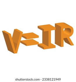 3D-Formel für Ohm-Gesetz, Vektorgrafik einzeln auf weißem Hintergrund