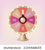 3d Fortune Spinning Wheel Plasticine Cartoon Style on a Pink Background. Vector illustration of Casino Gamble Concept