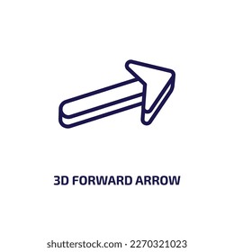 3d forward arrow icon from user interface collection. Thin linear 3d forward arrow, arrow, direction outline icon isolated on white background. Line vector 3d forward arrow sign, symbol for web and 