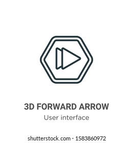 3d forward arrow outline vector icon. Thin line black 3d forward arrow icon, flat vector simple element illustration from editable user interface concept isolated on white background