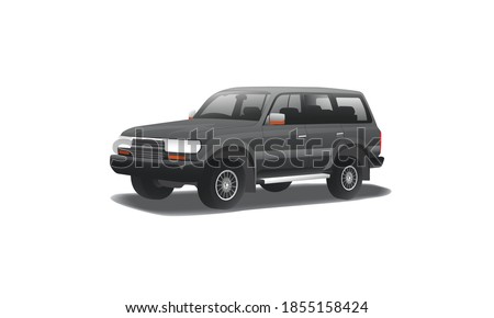 3d four by four offroad car silhouette, with v6 or v8 engine, logo template vector illustrations for classic vehicles owner, dealership, community, or collector, ready to print in eps 10