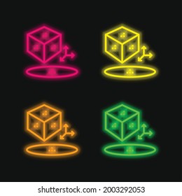 3d four color glowing neon vector icon