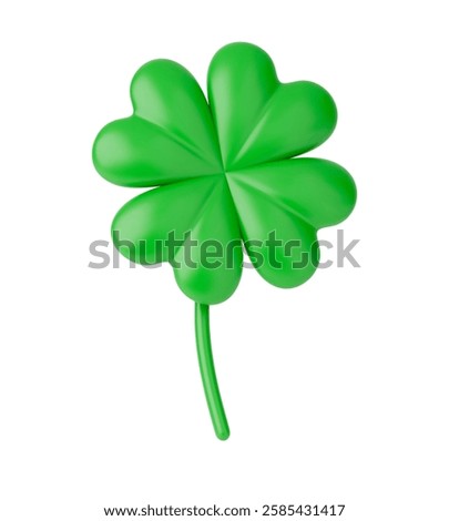 3D four-leaf clover icon. Realistic green symbol of Irish St Patrick's Day. Vector sign of good luck, fortune. Lucky shamrock illustration isolated on white. Traditional icon for beer festival.