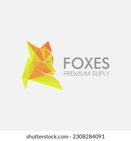 3d fox geometric logo, geometric trendy logo.