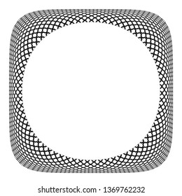 3D frame design. Circle pattern in convex square shape. Vector art.