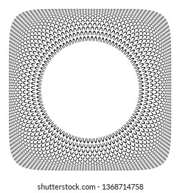 3D frame design. Circle spattern in convex square shape. Vector art.