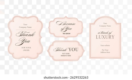 3d Frame Elegant Luxury Metal Royal Border Shape Event Holiday Ornament Business Vintage Pastel Label Tag Set Traditional Invitation Emblem Card Collection