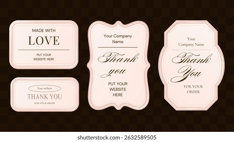 3d Frame Elegant Luxury Metal Royal Border Shape Event Holiday Ornament Business Vintage Pastel Label Tag Set Traditional Invitation Emblem Card Collection