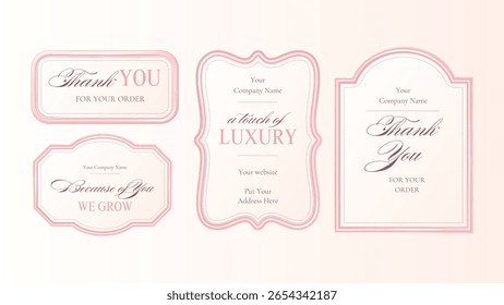 3d Frame Elegant Luxury Metal Royal Border Shape Event Holiday Ornament Business Vintage Pastel Label Tag Set Traditional Invitation Emblem Card Collection