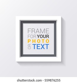3D Frame. Realistic design. For picture or your presentations. Isolated on a gray background. Free space for text. Vector illustration.