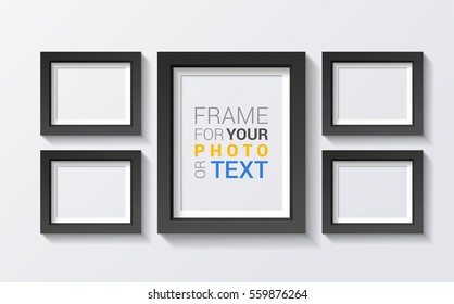 3D Frame. Realistic design. For picture or your presentations. Isolated on a gray background. Free space for text. Vector illustration.